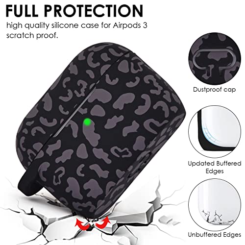 Case for Airpods 3 (2021), Filoto Silicone Airpod 3rd Generation Case Cover with Bracelet Keychain, Cute Protective Case for Apple Air Pod 3 Wireless Charging Case Women Girl (Dark Leopard)