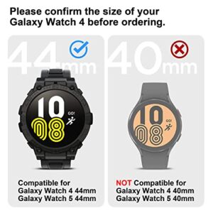 GELISHI Compatible with Galaxy Watch 5, 4 Band Case 44mm Men Women, Rugged Protective Protector Military Sport for 5/4 44mm, Black