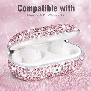 Filoto Case for Galaxy Buds Plus (2020) / Galaxy Buds (2019), Bling Crystal PC Earbuds Protective Case Cover for Women Girls Compatible with Samsung Galaxy Charging Buds + Case (Rose Pink)