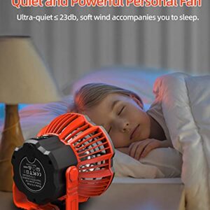 qyuhe Rechargeable Camping Fan Portable Desk Fan with Light, 25 Hours Office Personal Fan with Remote Control, 7800 mAh Power Bank, USB Mini Fan for Tents Bedroom Office Table Car Outdoor