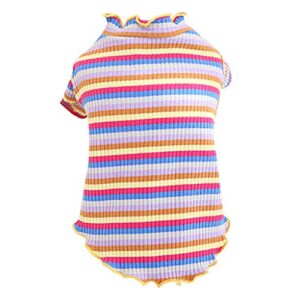 ttbdwiian dog pjs for small dogs girl rainbow stripe onesies pet clothes pajamas colorful jumpsuit lightweight apparel
