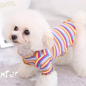 TTBDWiian Dog Pjs for Small Dogs Girl Rainbow Stripe Onesies Pet Clothes Pajamas Colorful Jumpsuit Lightweight Apparel