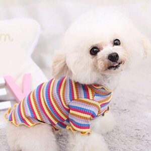 TTBDWiian Dog Pjs for Small Dogs Girl Rainbow Stripe Onesies Pet Clothes Pajamas Colorful Jumpsuit Lightweight Apparel