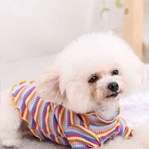 TTBDWiian Dog Pjs for Small Dogs Girl Rainbow Stripe Onesies Pet Clothes Pajamas Colorful Jumpsuit Lightweight Apparel