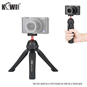 Cell Phone Tripod Mount Camera Grip with Detachable Bluetooth Shutter Remote Control + Vlog Mini Tabletop Tripod with Handgrip for Compact Mirrorless DSLR Camera Selfie Stick