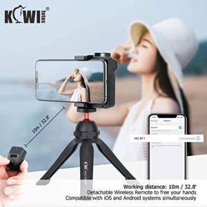 Cell Phone Tripod Mount Camera Grip with Detachable Bluetooth Shutter Remote Control + Vlog Mini Tabletop Tripod with Handgrip for Compact Mirrorless DSLR Camera Selfie Stick