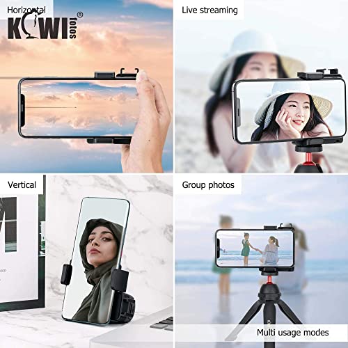 Cell Phone Tripod Mount Camera Grip with Detachable Bluetooth Shutter Remote Control + Vlog Mini Tabletop Tripod with Handgrip for Compact Mirrorless DSLR Camera Selfie Stick