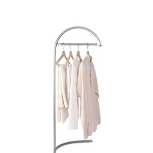 VEGAINDOOR Half Moon Metal Clothes Rack Strong Garment Rack, Industrial Clothing Rack,Heavy Duty Clothes Rack,Portable Clothing Rack Hanging Clothes Rack for Small Spaces and Rooms,Metallic Gray