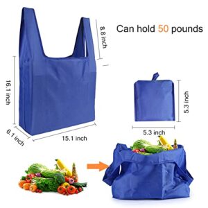 Baxrou 6 Pack Reusable Shopping Bags Foldable Machine Washable Grocery Tote with Long Handles 55LBS Large Capacity Eco-Friendly Durable Tote Bags Fits in Pocket Holds Waterproof & Lightweight