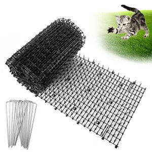 13ft x 12 inch scat mat for cats, cat scat mat with spikes, anti-cats deterrent mat, pet repellent mat, cat digging stopper prickle strip for indoor outdoor sofa furniture with garden staples