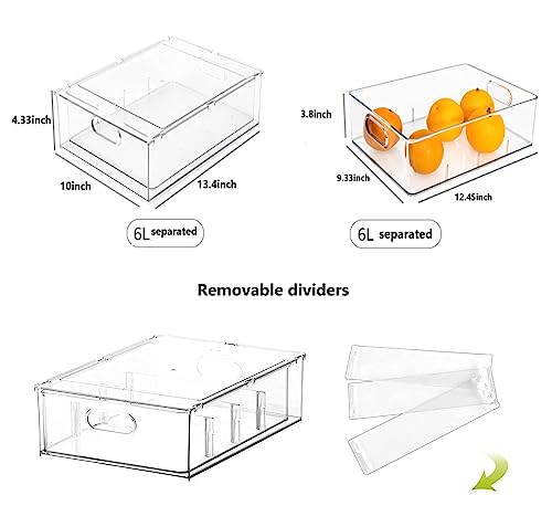 YouLike 1pack Stackable Refrigerator Organizer Bins with Pull-Out Drawer， Fridge Drawers Containers， Refrigerator, Freezer, Vanity & Fridge Organization and Storage