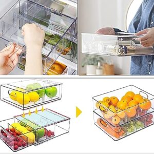 YouLike 1pack Stackable Refrigerator Organizer Bins with Pull-Out Drawer， Fridge Drawers Containers， Refrigerator, Freezer, Vanity & Fridge Organization and Storage