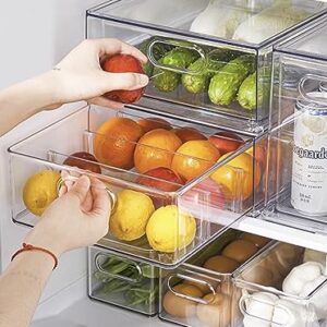 YouLike 1pack Stackable Refrigerator Organizer Bins with Pull-Out Drawer， Fridge Drawers Containers， Refrigerator, Freezer, Vanity & Fridge Organization and Storage