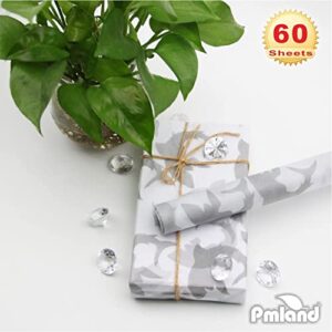 PMLAND Premium Quality Gift Wrap Printed Tissue Paper - Gray Shark Patterned - 15 Inches X 20 Inches 60 Sheets