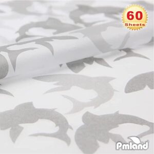PMLAND Premium Quality Gift Wrap Printed Tissue Paper - Gray Shark Patterned - 15 Inches X 20 Inches 60 Sheets
