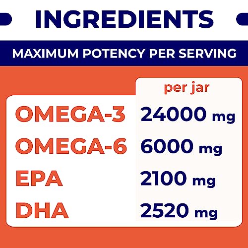 Omega 3 Alaskan Fish Oil Treats for Dogs (180 Ct) - Dry & Itchy Skin Relief + Allergy Support - Shiny Coats - EPA&DHA Fatty Acids - Natural Salmon Oil Chews Promotes Heart, Brain, Hip & Joint Support