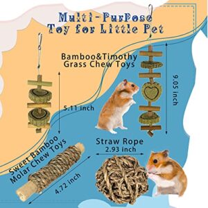 Hamster Guinea Pig Toys, Natural Bamboo Rat Chinchilla Chew Toys for Teeth Care, Exercise Accessories Toys for Rabbit Bunny and Small Pets…