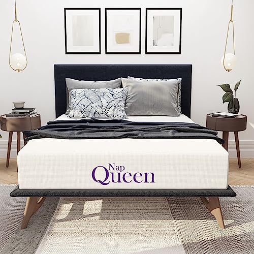 NapQueen Queen Mattress, 12 Inch Elizabeth Cooling Gel Memory Foam Mattress, Queen Bed Mattress in a Box, CertiPUR-US Certified, Medium Firm, Breathable & Washable Soft Fabric Cover