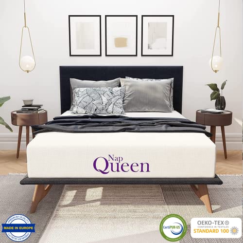 NapQueen Queen Mattress, 12 Inch Elizabeth Cooling Gel Memory Foam Mattress, Queen Bed Mattress in a Box, CertiPUR-US Certified, Medium Firm, Breathable & Washable Soft Fabric Cover