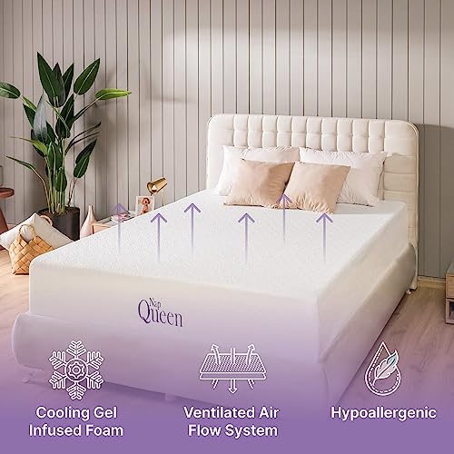 NapQueen Twin-XL Mattress, 10 Inch Elizabeth Cooling Gel Memory Foam Mattress, Twin-XL Bed Mattress in a Box, CertiPUR-US Certified, Medium Firm, Breathable & Washable Soft Fabric Cover