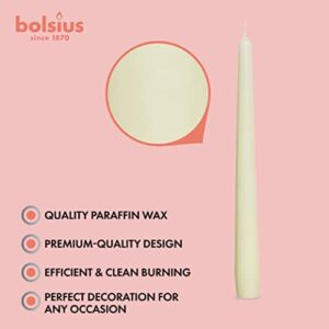 BOLSIUS Ivory Taper Candles - 4 Pack Unscented 10 Inch Dinner Candle Set - 8 Hours Burn Time - Premium European Quality - Smokeless and Dripless Household, Wedding, Party, and Home Decor Candlesticks