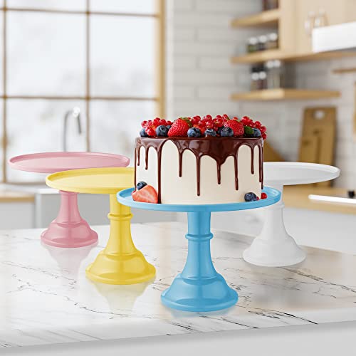 Last Confection Round Cake Stand in Blue, 11" Melamine Dessert Table Display for Birthdays, Holidays, Weddings