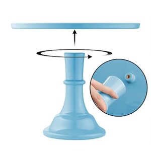 Last Confection Round Cake Stand in Blue, 11" Melamine Dessert Table Display for Birthdays, Holidays, Weddings