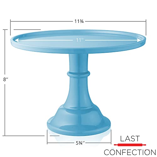 Last Confection Round Cake Stand in Blue, 11" Melamine Dessert Table Display for Birthdays, Holidays, Weddings