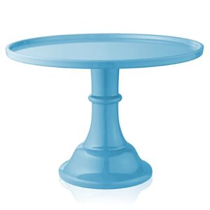 Last Confection Round Cake Stand in Blue, 11" Melamine Dessert Table Display for Birthdays, Holidays, Weddings