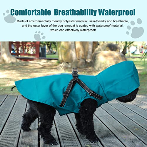 Small Dog Reflective Raincoat with Adjustable Harnesses, Waterproof Handsome Pet Clothes, Lightweight Hooded Leisure Raincoat for Puppies(Green,XXL)