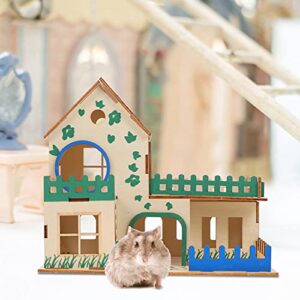 Balacoo Hamster Castle Pet Hamster Climbing Toy Small Pet Hut Wooden Hamster Cabin