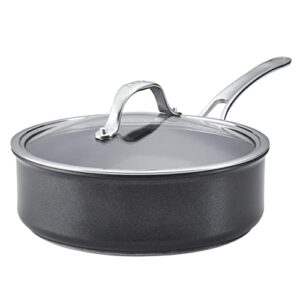 anolon x seartech aluminum nonstick saute pan with lid, 3.5-quart, super dark gray