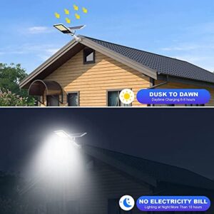 HYPLDXS 2000W Outdoor Solar Street Light Dusk to Dawn IP65 Waterproof 6500K Daylight White LED Solar Lights for Parking Lot Garage Garden Yard…