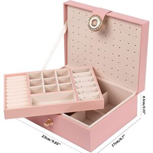 QBestry Stud Earring Organizer for Girls Stud Box for Earrings Necklace Jewelry Organizer Studs,Girls Earring Box for Womens, Holder Rings Organizer Jewelry Earring Storage Box,Pink