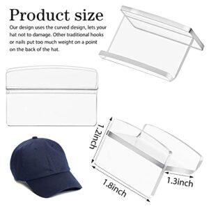 18 Pieces Hat Rack for Wall Hat Holder Hat Hooks Acrylic Hat Display Rack Adhesive Hat Hanger Minimalist Hard Strong Hat Shelf Organizer for Baseball Hats for Door, Closet, Office, Bedroom (Clear)