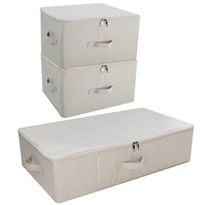 iwill create pro underbed storage bin, 2pcs storage boxes, zip lidded, washable & folding design, beige