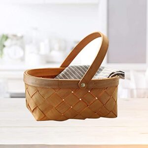 Rattan Basket Seagrass Basket Portable Rattan Storage Basket Wooden Woven Basket with Handle Storage Container ( Small )