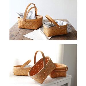 Rattan Basket Seagrass Basket Portable Rattan Storage Basket Wooden Woven Basket with Handle Storage Container ( Small )