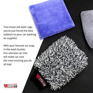 WITHUS The Shine Carbon Microfiber Glass Towel 2-Pack, 380gsm - Gloss Effect, Static Electricity Prevention, Lint Free, Korean Premium Car Window Care, Bath, Kitchen Cleaning Cloth, 16x19.7