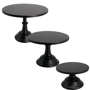 set of 3 pieces black iron cake stands 12" 10" 8" cake holder dessert display plate serving tray for baby shower wedding birthday party halloween family party (style a)