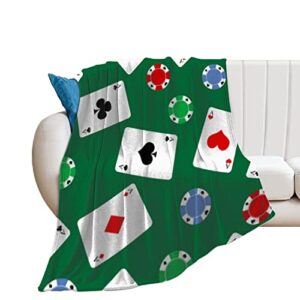fleece blanket poker chips flannel blanket print plush blanket super soft throw blanket for bedroom office 50"x60"