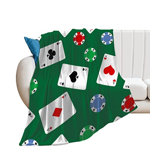 Fleece Blanket Poker Chips Flannel Blanket Print Plush Blanket Super Soft Throw Blanket for Bedroom Office 50"x60"