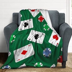 Fleece Blanket Poker Chips Flannel Blanket Print Plush Blanket Super Soft Throw Blanket for Bedroom Office 50"x60"