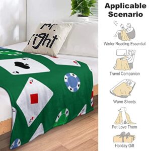 Fleece Blanket Poker Chips Flannel Blanket Print Plush Blanket Super Soft Throw Blanket for Bedroom Office 50"x60"