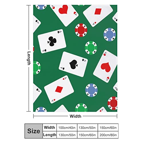 Fleece Blanket Poker Chips Flannel Blanket Print Plush Blanket Super Soft Throw Blanket for Bedroom Office 50"x60"