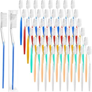 honeydak 300 pieces disposable toothbrushes individually wrapped toothbrushes medium soft tooth brush manual travel toothbrush set for adults kids travel toiletries, 6 colors