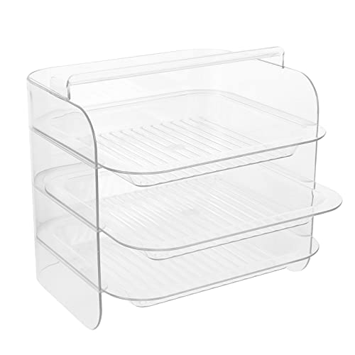 IMIKEYA Cupcake Holder Serving Trays: Kitchen Preparation Trays Stackable Food Prep Rack Organizer with Pull Out Drawers 3 Tier Meal Prep Containers White Cupcake Stand