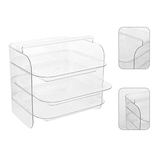 IMIKEYA Cupcake Holder Serving Trays: Kitchen Preparation Trays Stackable Food Prep Rack Organizer with Pull Out Drawers 3 Tier Meal Prep Containers White Cupcake Stand