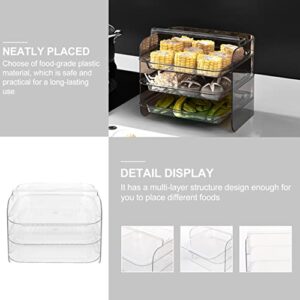 IMIKEYA Cupcake Holder Serving Trays: Kitchen Preparation Trays Stackable Food Prep Rack Organizer with Pull Out Drawers 3 Tier Meal Prep Containers White Cupcake Stand