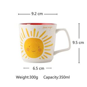 TREEWOO Coffee Mug Latte Milk Tea Ceramic Cup with Sun Rainbow Cute Bright Watercolor Pattern 350ML Weather Mugs Christmas Birthday Anniversary Thanksgiving Gift